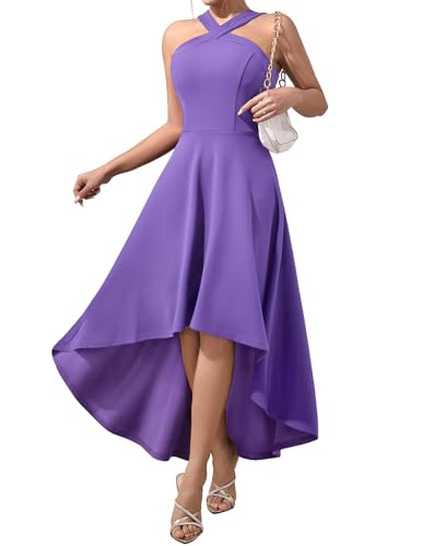 DRESSTELLS Cocktailkleid Damen Elegant für Hochzeit Sommer Swingkleid Abendkleid Kurz Vintage Rockabilly Lila Festliche Kleider Knielang Abschlusskleid Lavender M von DRESSTELLS