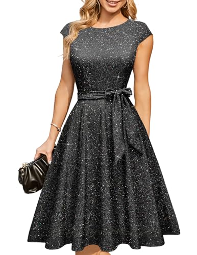 DRESSTELLS Cocktailkleid for Damen Wedding Guest 2025 Sparkly Holiday Prom Party Kleid, Sequin Aline Modest Mother of Bride Midi Kleid Glitter Schwarz L DRESSTELLS Cocktailkleid for Damen Wedding Guest 2025 Sparkly Holiday Prom Party Kleid, Sequin Aline Modest Mother of Bride Midi Kleid Glitter Schwarz L von DRESSTELLS