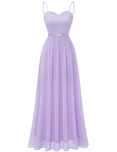 DRESSTELLS Abendkleid Festliches Kleid Damen Hochzeit Sommer Ballkleid Bodenlang Elegant Brautkleid Hochzeitgastkleider mit Spaghettiträger Lavender L DRESSTELLS Abendkleid Festliches Kleid Damen Hochzeit Sommer Ballkleid Bodenlang Elegant Brautkleid Hochzeitgastkleider mit Spaghettiträger Lavender L von DRESSTELLS