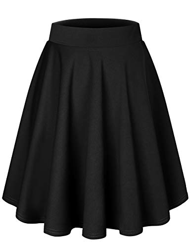 DRESSTELLS Damen Rock Mädchen Kurze hohe Taille gefaltete Skater Tennis Schule Rock Kurz Skirt Black-Midi S von DRESSTELLS