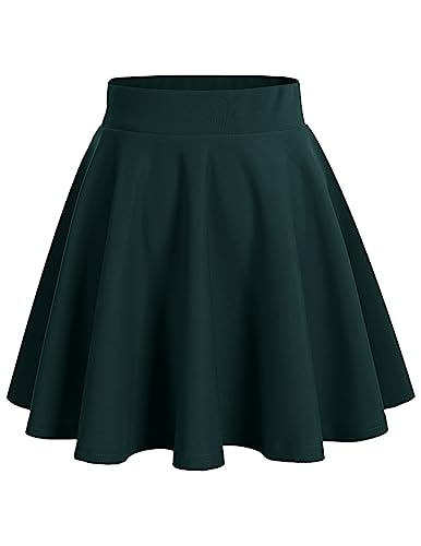 DRESSTELLS Rock Damen Sommer Kurz Skater Rock Dunkelgrün Minirock Schule Anime Faltenrock Tennisrock Femboy Skirt Dark Green S von DRESSTELLS