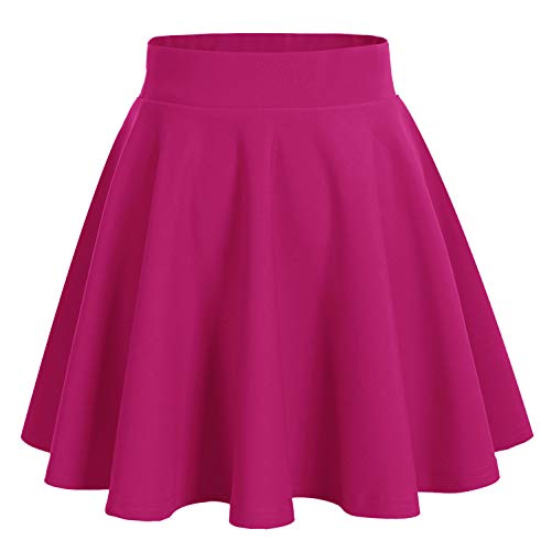 DRESSTELLS Rock Damen Kurz Sommer Minirock High Waist Skater Rock Mädchen Faltenrock Tennisrock Femboy Skirt Fuschia M von DRESSTELLS