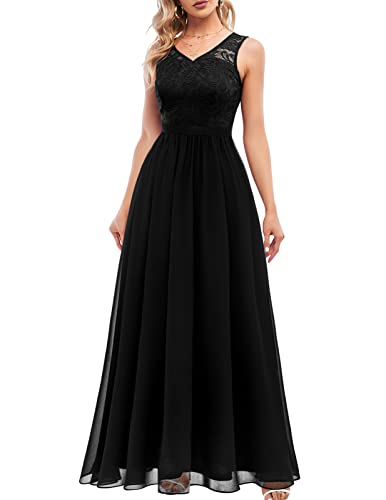 DRESSTELLS Abendkleider elegant für Hochzeit Spitzen Chiffon Swing Cocktailkleider Schlitz Ärmel Spitzekleid Abschlusskleid lang Ballkleid Black M DRESSTELLS Abendkleider elegant für Hochzeit Spitzen Chiffon Swing Cocktailkleider Schlitz Ärmel Spitzekleid Abschlusskleid lang Ballkleid Black M von DRESSTELLS