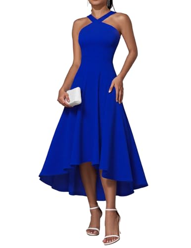 DRESSTELLS Damen Cocktailkleid Formaler Halfter Hochtief Kleider Hochzeit Gast Abend Party Graduierung Kleid Royalblue S von DRESSTELLS