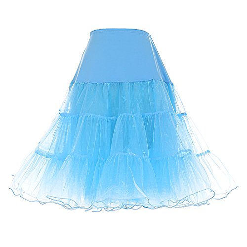 DRESSTELLS Petticoat Unterrock Damen Reifrock Dirndl Petticoats Blau 1950er Rockabilly Kleider Pettycode Unterrock Kurz Tüllrock Meerjungfrau Kostüm Blue L von DRESSTELLS