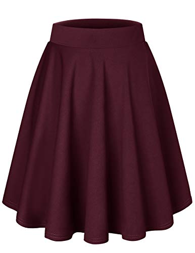 DRESSTELLS Damen Rock Mädchen Kurze hohe Taille gefaltete Skater Tennis Schule Rock Kurz Skirt Burgundy-Midi S von DRESSTELLS