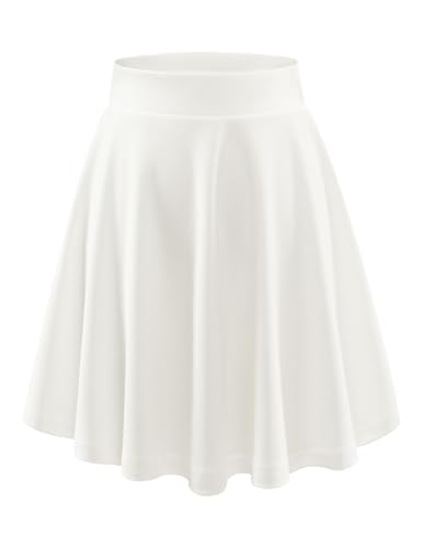 DRESSTELLS Damen Rock Mädchen Kurze hohe Taille gefaltete Skater Tennis Schule Rock Kurz Skirt White-Midi M von DRESSTELLS