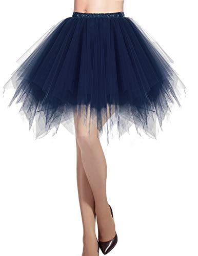 DRESSTELLS Karneval Kostüm Tüllrock Tütü Rock Fasching Cosplay Blau Röcke Kurz 80er Party Unterrock Ballett Tanzkleid Petticoat Navy M von DRESSTELLS