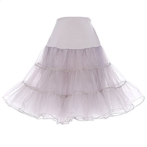 DRESSTELLS Petticoat Unterrock Damen Reifrock Dirndl Petticoats 1950er Rockabilly Kleider Pettycode Unterrock Kurz Tüllrock Meerjungfrau Kostüm Grey L von DRESSTELLS