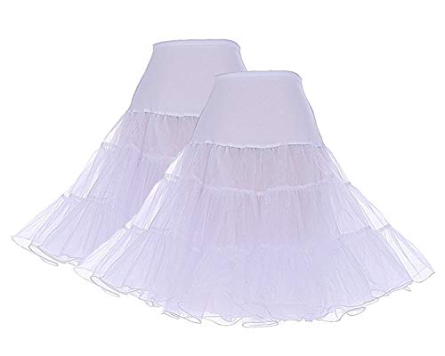 DRESSTELLS Petticoat Unterrock Damen Reifrock Dirndl Petticoats 1950er Rockabilly Kleider Pettycode Weiß Unterrock Kurz Tüllrock Meerjungfrau Kostüm 2-Pakete(White) L von DRESSTELLS