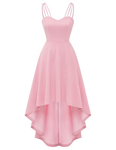 DRESSTELLS Damen Festliche Kleider für Hochzeit Chiffon Maxi Brautjungfernkleider Bodenlang Kleider mit Spaghettiträgern Ärmel Cocktailkleid für Hochzeit Blush 3XL von DRESSTELLS