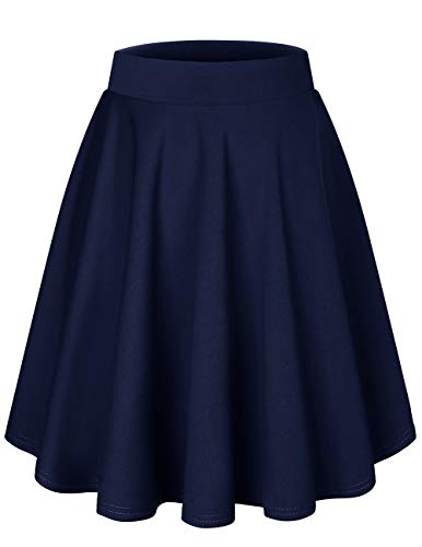 DRESSTELLS Rock Damen Elegant Tennisrock Knielang Skater Rock Sommer Midirock Tellerrock Faltenrock Navy-Midi XL von DRESSTELLS