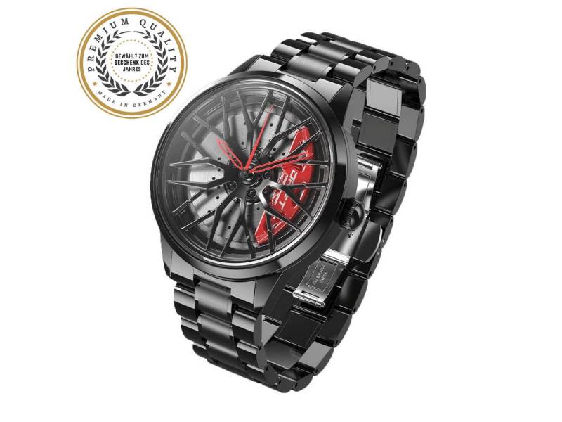 DRIFTELEMENT Quarzuhr MOTORSPORT FELGENUHR, Dreidimensionales Felgendesign - Sportwagen Felgen Armbanduhr von DRIFTELEMENT