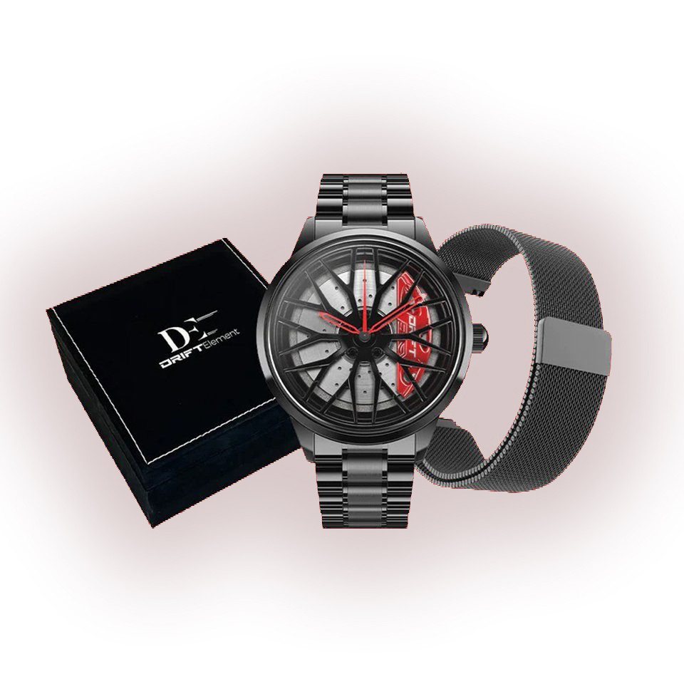 DRIFTELEMENT Quarzuhr MOTORSPORT GESCHENKSET BUNDLE, Dreidimensionales Felgendesign DRIFTELEMENT Quarzuhr MOTORSPORT GESCHENKSET BUNDLE, Dreidimensionales Felgendesign von DRIFTELEMENT
