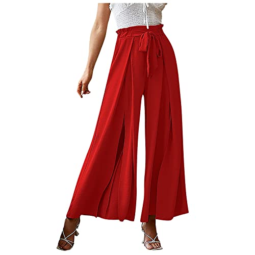 7 8 Hosen Damen Sommer,Schlagjeans Weite Hose Fleece Beige Hose Hosen Damen Im Freien Cargohose Mit GüRtel Winter Arbeitshose Cargohose Damenhosen Stretch Overall Dame Jeans Damen Stretch（Rot-1，L） von DRILEND