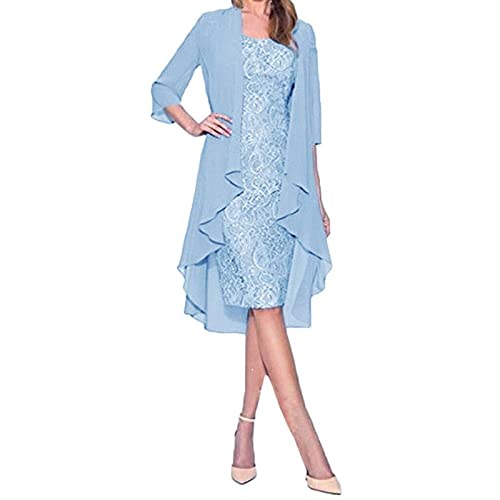 Abendkleider Lang Mit Ärmel,Kleider Lang Elegant Damen Kleider Herbst Sexy Abendkleider Elegant Für Hochzeit Kurz Günstige Abendkleider Lang Abendkleider Elegant Lang Abendkleider(Hellblau-B,L) von DRILEND