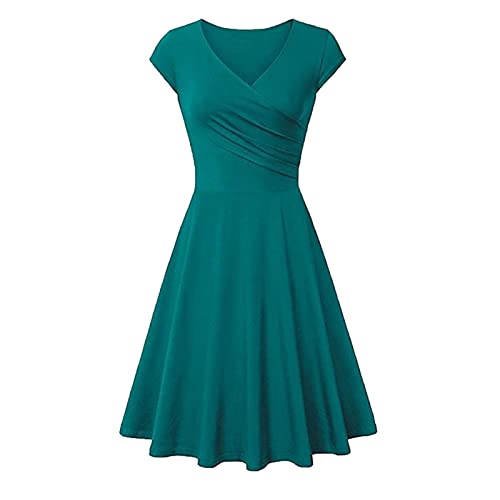 Clouspo Kleid, Strandkleider Damen Sommer Gebetskleidung Für Frauen Kleid Elegant Brautjungfernkleider Lang Swing Kleid Damen Abendkleid Mit Schlitz Blusenkleid Geschenk Frauen (Armeegrün,3XL) von DRILEND