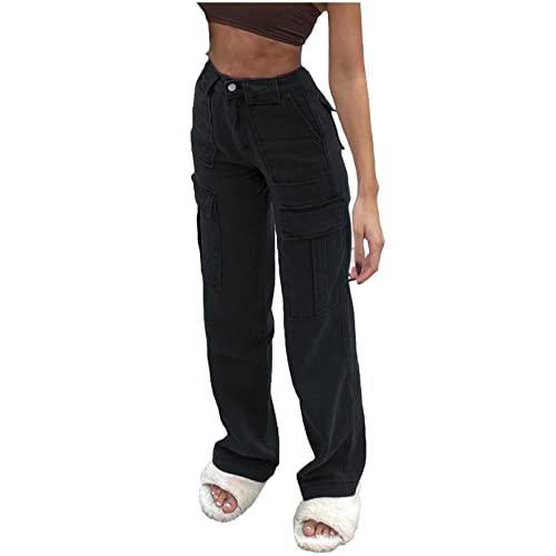 DRILEND 7/8 Hosen Damen Herbst Jeans,Ausgefallene Jeans Damen Hosen Damen Jeans Jeans Mit Seitenstreifen Jeans Hosen Frauen Damen Jeans Hosen Hose Damen Relaxhose Damen(Schwarz-2,S) von DRILEND