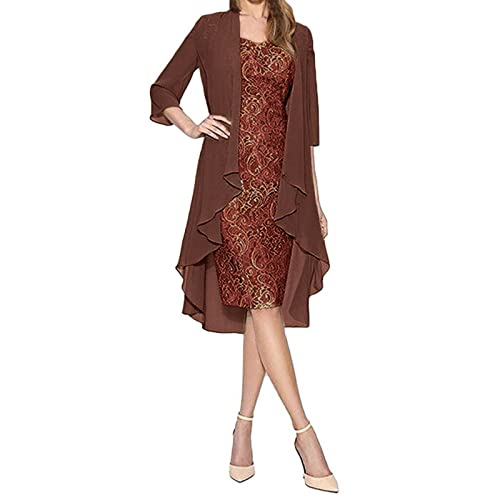 DRILEND Abendkleid Lang,Kleider Damen 152 Weisse Kleider Damen Leinenkleider Herbst Außergewöhnliche Abendkleider Schlankmachende Festliche Kleider Kofferkleider Kleid Figurbetont(b-Kaffee,3XL) von DRILEND