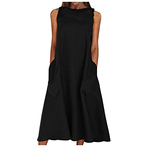 DRILEND China Kleid Damen, Strandkleider Damen Sommer Sommerkleid Kurz Kleid Festlich Girl Aesthetic Popken Kleid Maxikleid Damen Kleider Elegant Festlich Sommerrock Italienische Mode (Schwarz,XXL) von DRILEND