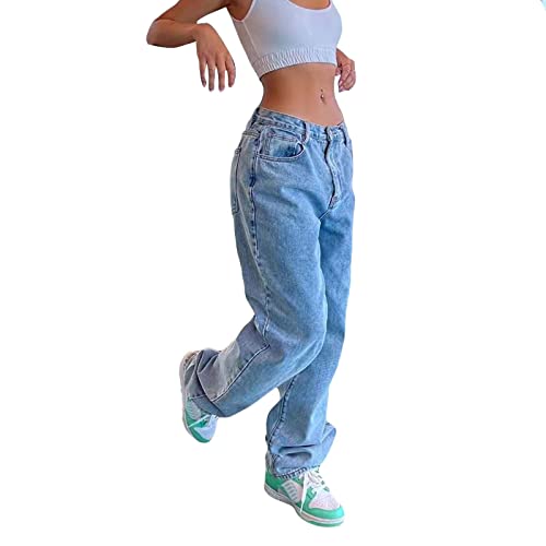 DRILEND Damen Jeans Stretch,Gefütterte Jeans Jeans Mit Weitem Bein Jeans Damen Blickdicht Highwaist Jeans Jeans Oben Eng Unten Weit Culottes Hosen Damen Jeans Jeans Bootcut Damen(Blau-2,XL) von DRILEND