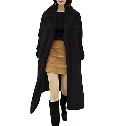 DRILEND Daunenparka Damen,Damen Jacke Hoody Damen Mit Kapuze Pelzmantel Damen Langer Mantel Mantel Wolle Damen Schlupfbluse Damen Mantel Beige Damen Umstandsjacke Winter(Schwarz-4,S) von DRILEND