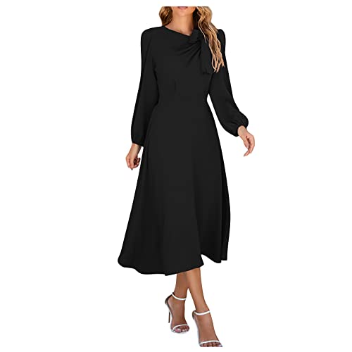 DRILEND Glitzerkleid,Abendkleid Rot Damen Abendkleider Kleider Damen Kleider Für Hochzeitsgävintage Damen Festliche Kleider Mini Kleider Damen Sexy Kleider Winter Damen Langarm Bauchweg(Schwarz-a,XL) von DRILEND