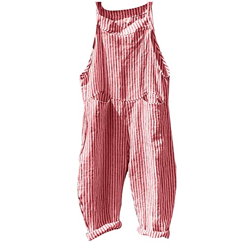 DRILEND Latzhosen Damen,Karierte Cargohose Jumpsuit Damen Kuschelig Tier Overall Elegant Elegante Hosenanzüge Hochzeitsanzug Damen Hosen Größe Hosen Fuer Damen Bequeme Hose Damen Moderner（1-Rosa，L） von DRILEND