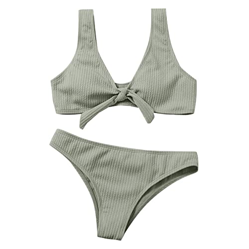 DRILEND Mini Bikini, Push Up Bikini Damen Push Up Bauchweg Bikini Damen Bikini Push Up Für Kleine Brüste Bikini Grosse Grössen Bikini Strings Bikini Sonnendurchlässig (Grün,S) von DRILEND