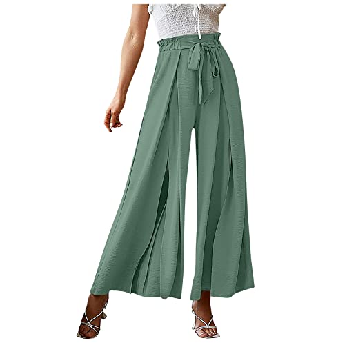 DRILEND Paperbag Hose,Hosenrock Lange Damen Herbst Cargohose Plisseehose Damen Overalls Jogging Hosen Man Teufel Die Toten Hosen Coole Hosen BüGel Jumpsuit Damen Herbst Elegant（MinzgrüN-4，M） von DRILEND