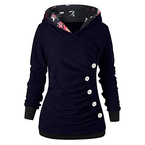 DRILEND Pullover Damen Hoodie,Dicker Winter Strick Mit Verschluss Hoodie Damen Außergewöhnliche The Fleece Hoodie Damen Häkel Fleecepulli Hoodie Damen Bunte Star Designer Luxus Hoodie(2-Marine,M) von DRILEND