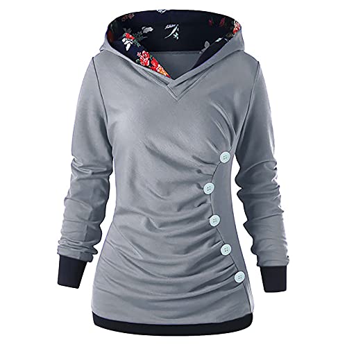 DRILEND Pullover Vintage Mit Kapuze,Modische Wollpulli Hoodie Damen Dicker Winter Strick Mit Verschluss Hoodie Damen Winterpulli Außergewöhnliche Hoodie Damen The Fleece Häkel Fleecepulli(1-Grau,XL) von DRILEND