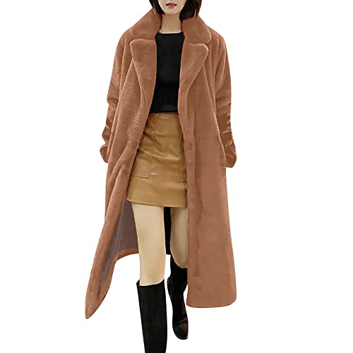 DRILEND Wintermantel Lang,Fleecejacke Damen Wollmantel Damen Winter Mäntel Für Damen Herbsttop Für Damen Chiffon Top Damen Crop Tops Damen Herbst Pullover Damen Wintermantel Damen Lang(Khaki-2,Xl) von DRILEND