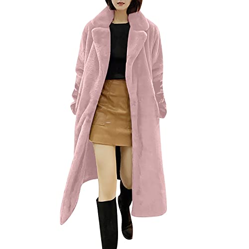 DRILEND Wollmantel,Softshellmantel Damen Damen Jacke Winter Damen Mäntel Grosse Grössen Langarmshirt Damen Spitze Wintermantel Damen Festival Top Pelzjacke Damen Herbstjacke Damen(Rosa-2,S) von DRILEND