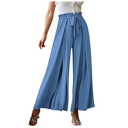 Damen Lange Hosen Sommer,3/4 Hosen Damen GesamtläNge Der Frau Cargohose Mit Ausgestellter Jeans Schlafanzug Hosen Damen Jogginghose Damen Lange KnöPfe Zum Hosen Enger Machen（Blau-1，L） von DRILEND