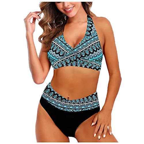 Sexy Bikini, Sport Bikini Damen Bikini-Sets Für Damen Bikini Set Bikini Style Bikini Damen Push Up Für Kleine Brüste Bügel Bikini String Bikini Curvy Bikini Für Oma Bikini Kombination(Blau,3XL) von DRILEND