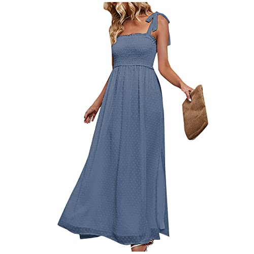 Sommerkleid Damen Kurz, Moderne Brautmutterkleider Strandkleid Damen Kurz Damen Mode Split Solid Strappy Kleid Löcher Kleid T Shirt Kleid Kurz Damen(Marine,M) von DRILEND