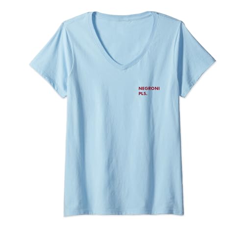 Damen NEGRONI PLS. X DRUNKEN COCKTAILS CLUB. Minimalist Design T-Shirt mit V-Ausschnitt Damen NEGRONI PLS. X DRUNKEN COCKTAILS CLUB. Minimalist Design T-Shirt mit V-Ausschnitt von DRINK PLEASE X Drink bitte! - Barkeeper Oufits