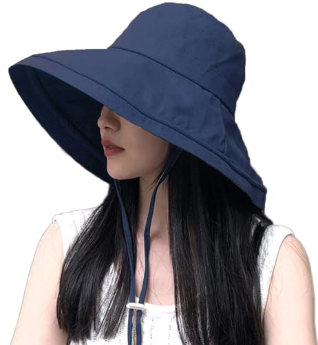 DRIONO Fischerhut mit breiter Krempe – LSF 50+ Schutz für Reisen und Strand mit halbstarrer, verstellbarer, faltbarer Krempe, Marineblau von DRIONO