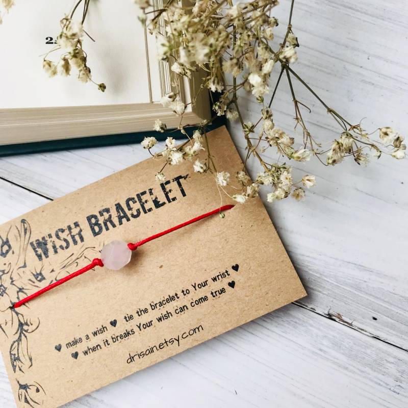 Rosenquarz Wünschen, Freundschaftsarmband, Armband, Herz-Chakra-Stein, Stein-Armbänder, Bff-String-Schnur-Wunsch-Armbänder von DRISAIN