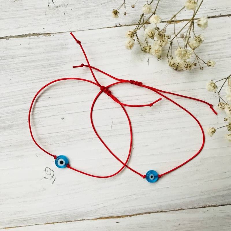 Rote Schicksalskette Paare Armband 2Er Set, Sein Und Ihr Böses Auge String Armband, Schicksal Armbänder, Spirituelles Geschenk Für Zwei von DRISAIN