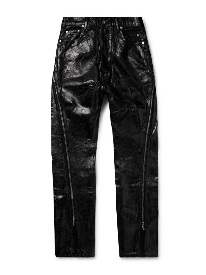 DRKSHDW By Rick Owens - Bolan Banana Slim-Fit Flared Zip-Embellished Distressed Coated Jeans - Men - Black - UK/US 32 von DRKSHDW By Rick Owens