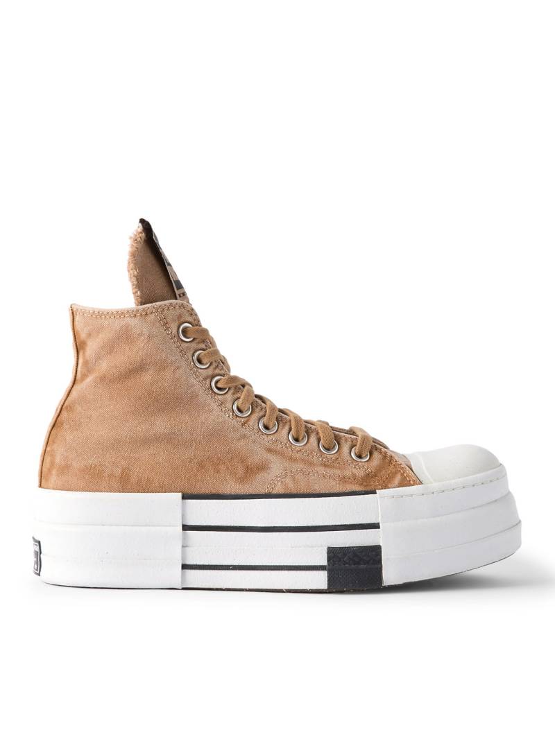DRKSHDW By Rick Owens - Converse DBL DRKSTAR Distressed Over-Dyed Canvas High-Top Sneakers - Men - Neutrals - US 10.5 von DRKSHDW By Rick Owens