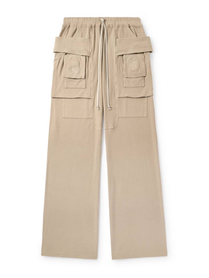 DRKSHDW By Rick Owens - Creatch Wide-Leg Brushed Cotton-Jersey Drawstring Cargo Trousers - Men - Neutrals - M von DRKSHDW By Rick Owens