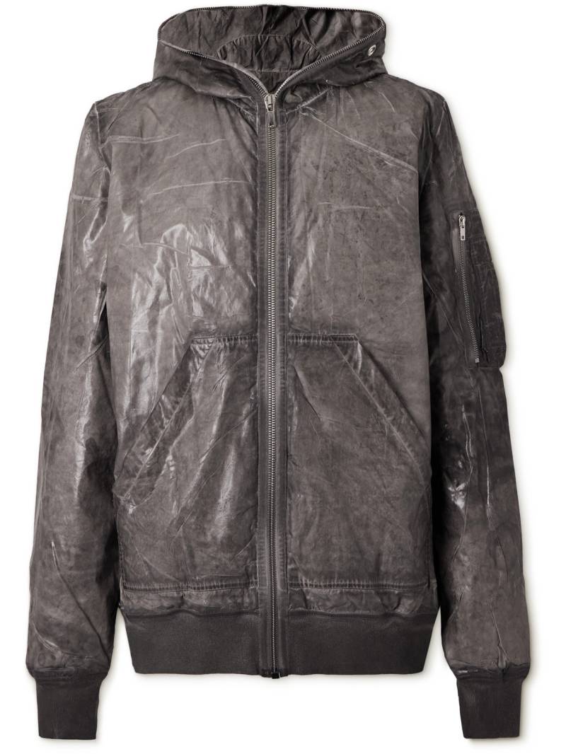 DRKSHDW By Rick Owens - Garment-Dyed Foil Coated Cotton-Poplin Hooded Bomber Jacket - Men - Gray - XXL von DRKSHDW By Rick Owens