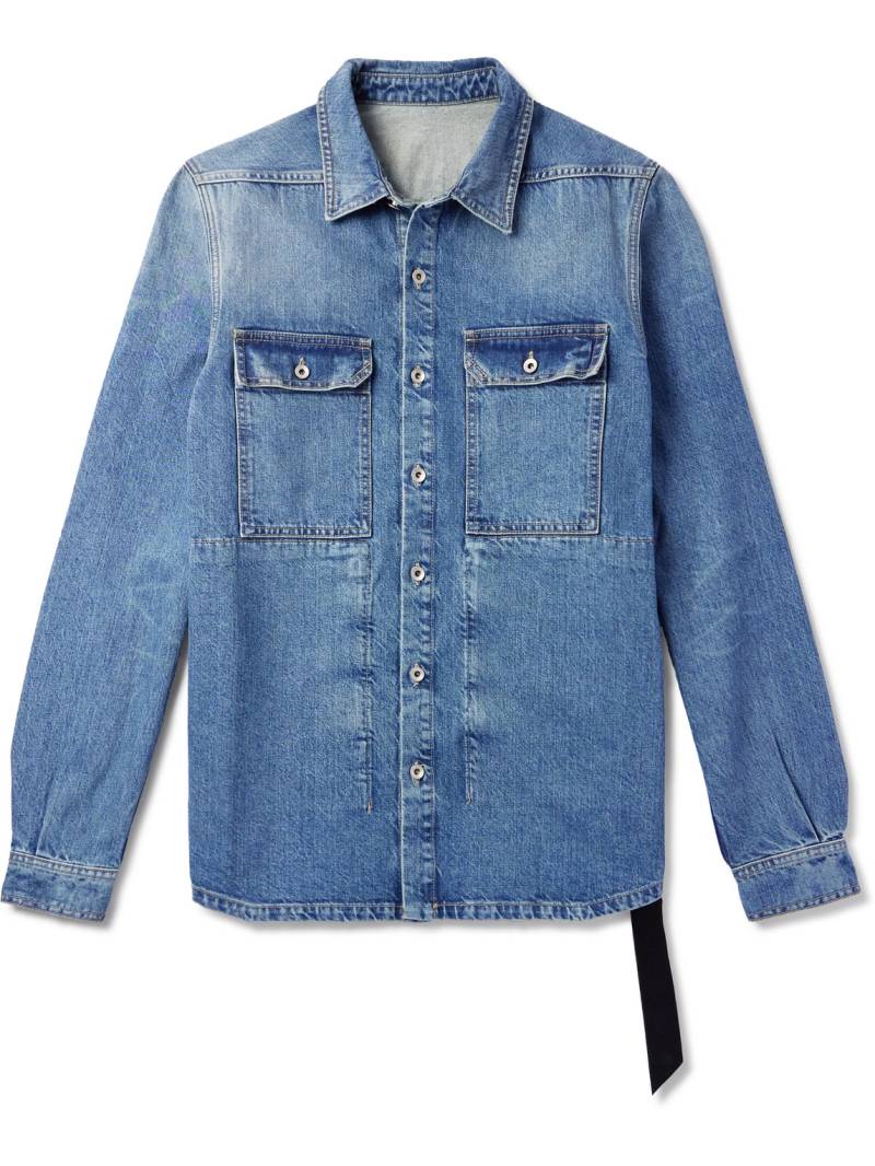 DRKSHDW By Rick Owens - Webbing-Trimmed Denim Overshirt - Men - Blue - M von DRKSHDW By Rick Owens
