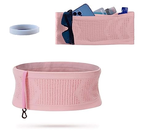 Laufgürtel Handytasche Multifunktionale+ Silikon Armbänder, Bauchtasche Gürteltasche Aus Stricken Atmungsaktive Großer Kapazität Geeignet läuft,Radfahren,Wandern,Gym (Pink, L) von DROLA