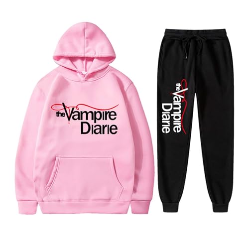 The Vampire Diarie Hoodie and Pant Sets,TV Serie Print Lässiger Stil Zweiteiliger Freizeitanzug für Frauen von DROLA