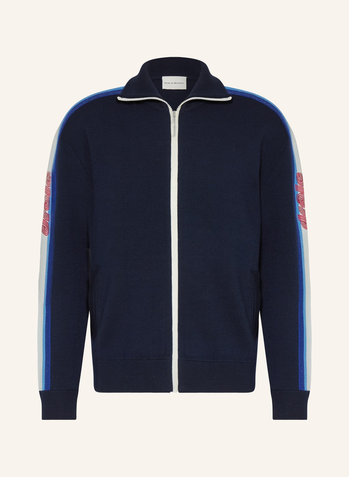 Drôle De Monsieur Strickjacke La Maille Zippée Drôle Aus Merinowolle blau von DRÔLE DE MONSIEUR