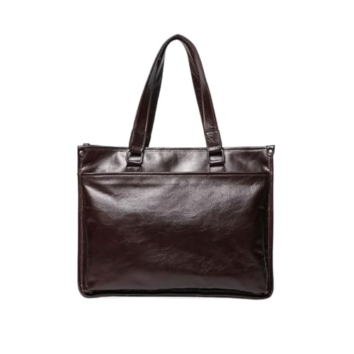 DRTBAC Business Herren Handtaschen Aktentaschen Echtleder Tragetaschen Messenger Schultertaschen Laptoptaschen(Brown) von DRTBAC